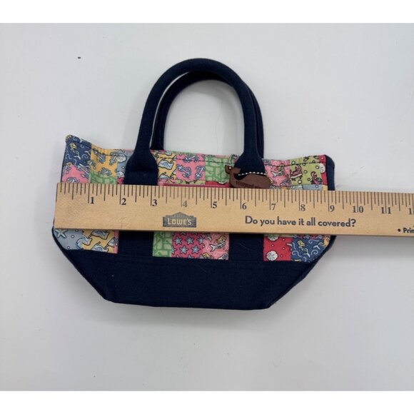 Vineyard Vines Mini Roxbury Multicolor Patchwork Canvas Tote Bag With Navy Handl - Picture 10 of 12